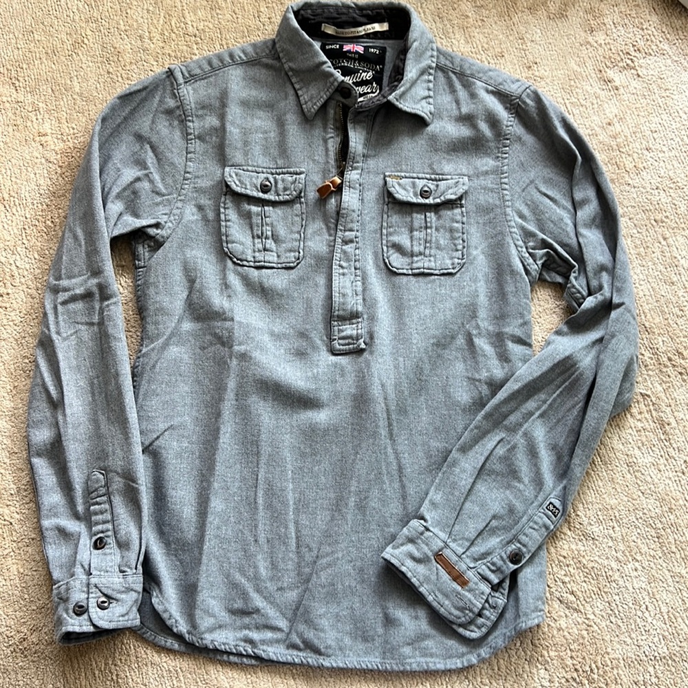 Scotch & Soda Men’s Long Sleeve Half Zip Shirt - Medium